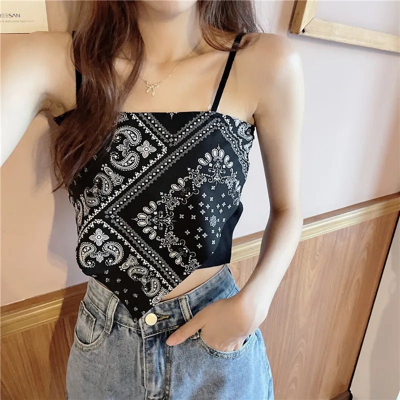 Woman Sexy Floral Tank Tops Women Corset Femme New Style Tanks Crop Camisole Fashion Knit Camis High Street Irregularity Vest - Clothesfassion.store