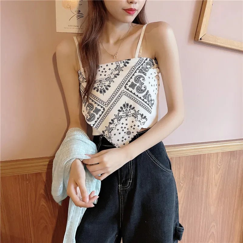 Woman Sexy Floral Tank Tops Women Corset Femme New Style Tanks Crop Camisole Fashion Knit Camis High Street Irregularity Vest - Clothesfassion.store
