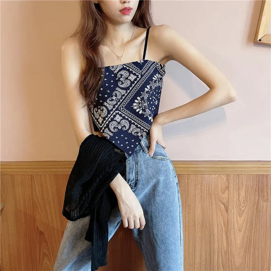 Woman Sexy Floral Tank Tops Women Corset Femme New Style Tanks Crop Camisole Fashion Knit Camis High Street Irregularity Vest - Clothesfassion.store