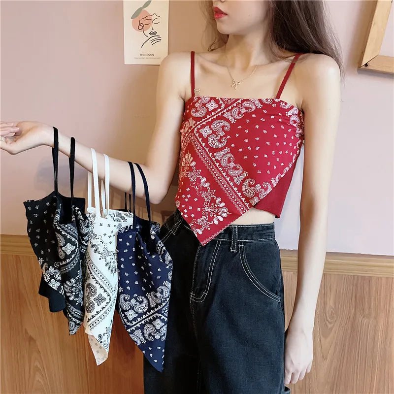 Woman Sexy Floral Tank Tops Women Corset Femme New Style Tanks Crop Camisole Fashion Knit Camis High Street Irregularity Vest - Clothesfassion.store