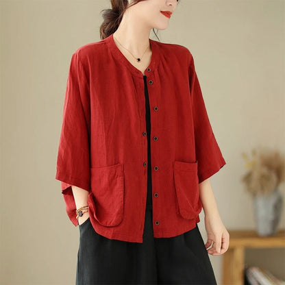 Woman Top Single - Breasted Loose Shirts & Blouses for Women Pocket Cheap Tops Female - Clothesfassion.store