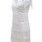 Women Evening Dresses Sexy Big V Neck One - shoulder Fringed Skirt Ladies Temperament Slim Dress Short Sleeve Club Dress Vestidos - Clothesfassion.store