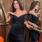Women Evening Dresses Sexy Big V Neck One - shoulder Fringed Skirt Ladies Temperament Slim Dress Short Sleeve Club Dress Vestidos - Clothesfassion.store