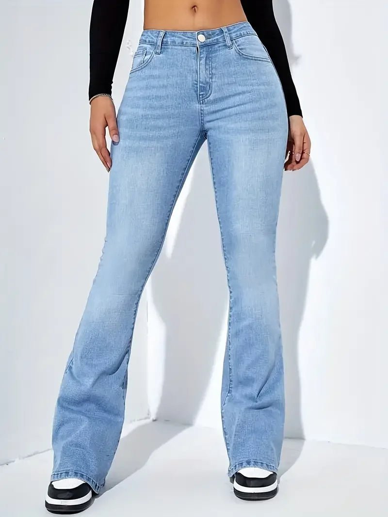 Women Flare Stretch Moustache Jeans Fashion Skinny Bell Bottom High Waist Gray Denim Pants Lady Classic Y2K Punk Long Trousers - Clothesfassion.store