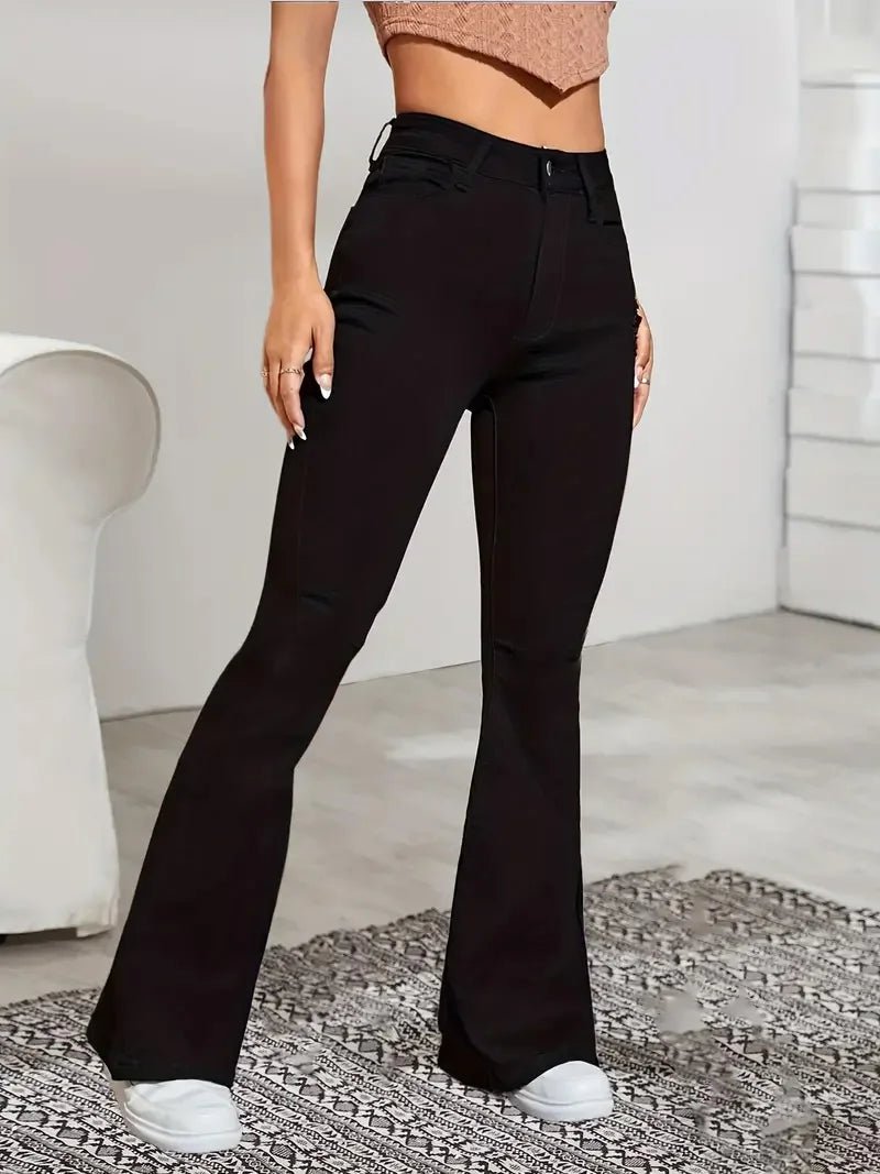Women Flare Stretch Moustache Jeans Fashion Skinny Bell Bottom High Waist Gray Denim Pants Lady Classic Y2K Punk Long Trousers - Clothesfassion.store