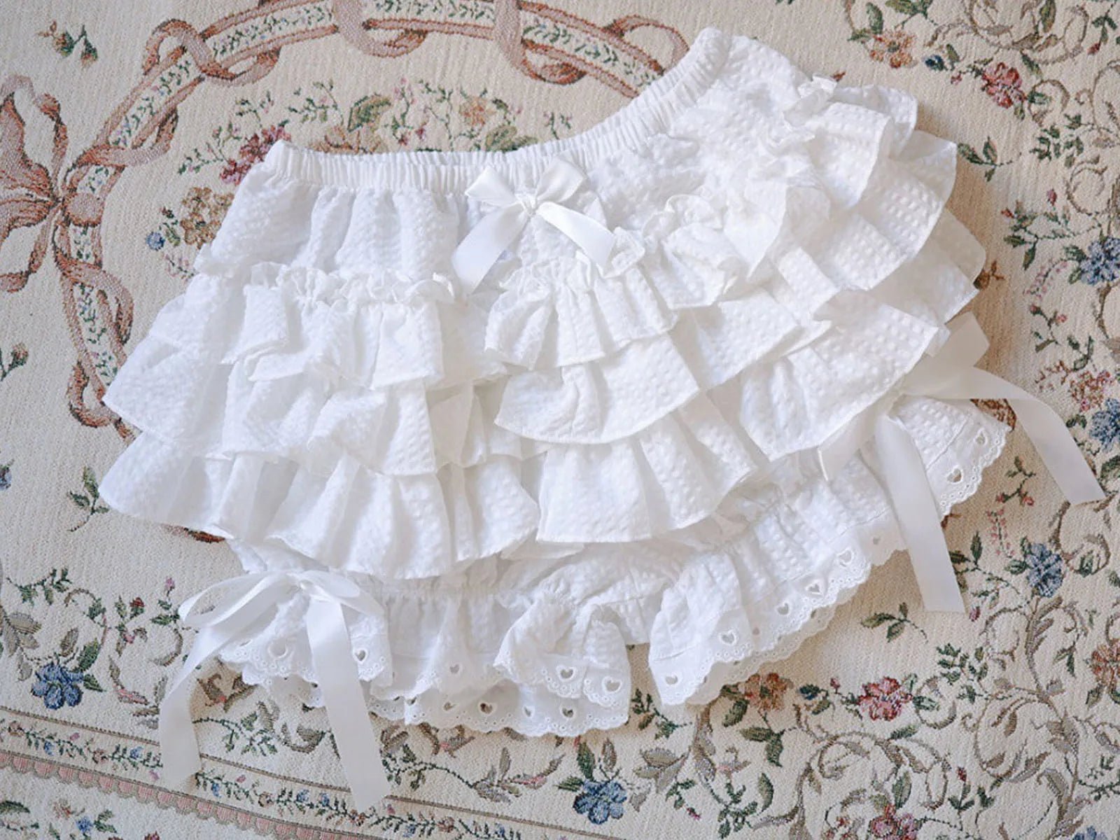Women Girls Bowknot Frilly Lace Ruffle Pumpkin Bloomers Victorian Bloomer Shorts Lolita Vintage Gothic Pantaloons Costum - Clothesfassion.store