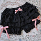 Women Girls Bowknot Frilly Lace Ruffle Pumpkin Bloomers Victorian Bloomer Shorts Lolita Vintage Gothic Pantaloons Costum - Clothesfassion.store