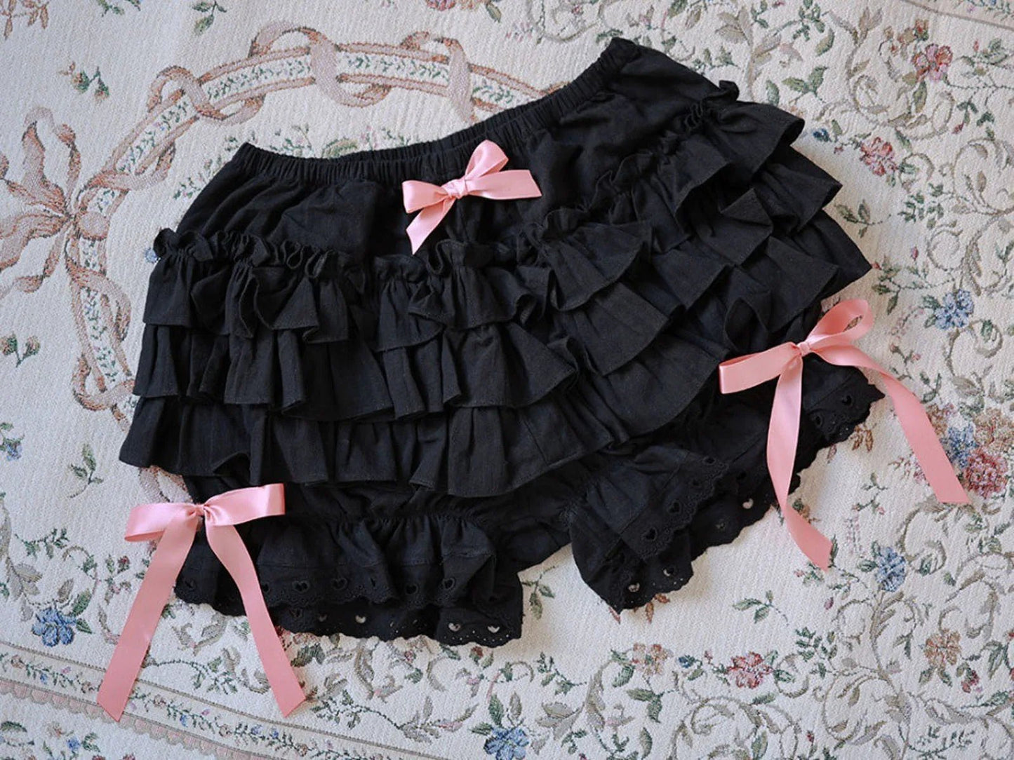 Women Girls Bowknot Frilly Lace Ruffle Pumpkin Bloomers Victorian Bloomer Shorts Lolita Vintage Gothic Pantaloons Costum - Clothesfassion.store