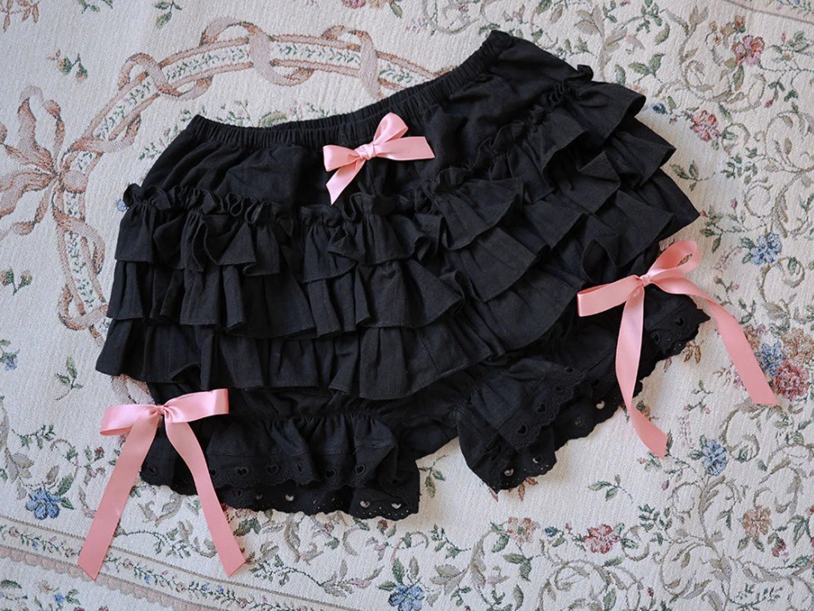 Women Girls Bowknot Frilly Lace Ruffle Pumpkin Bloomers Victorian Bloomer Shorts Lolita Vintage Gothic Pantaloons Costum - Clothesfassion.store