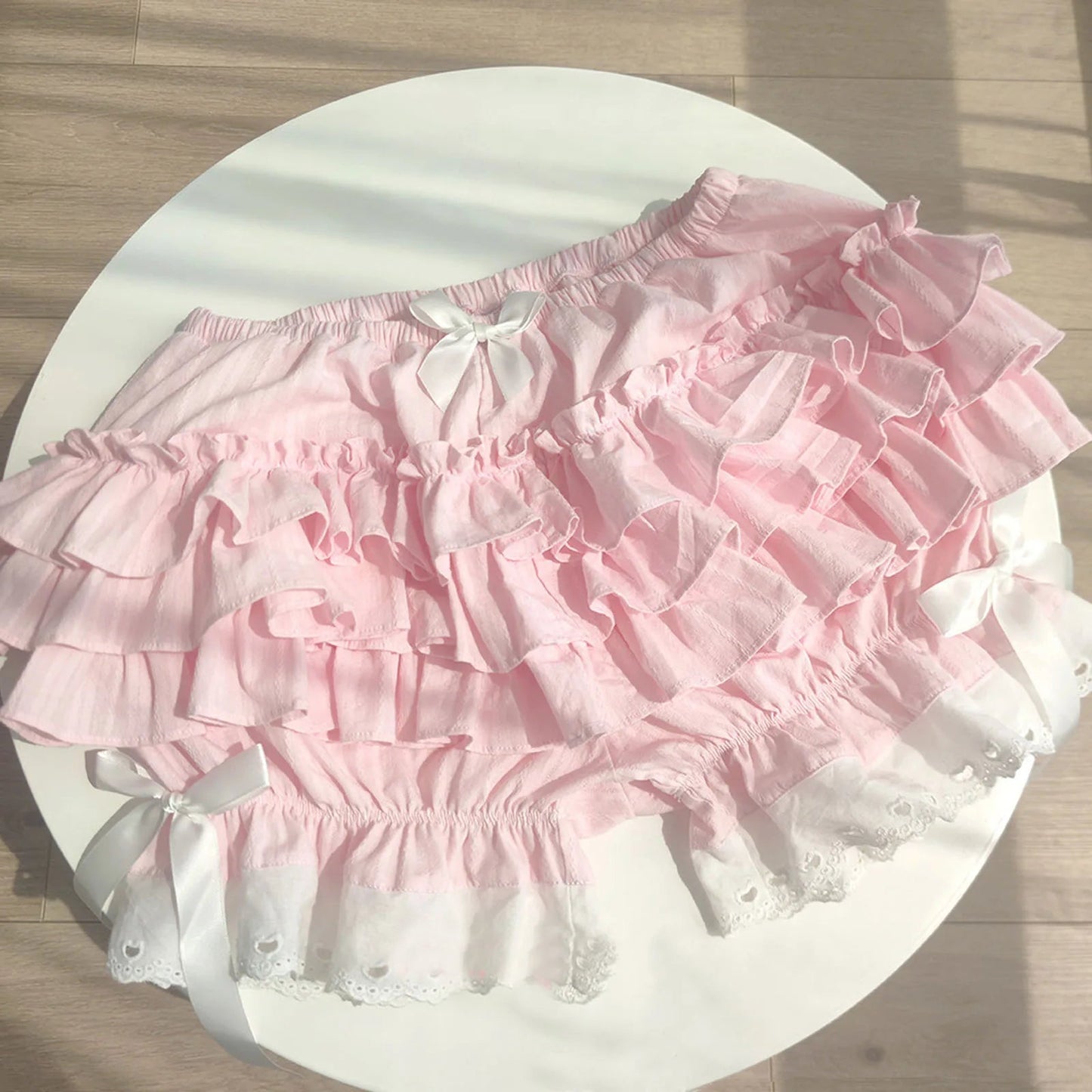 Women Girls Bowknot Frilly Lace Ruffle Pumpkin Bloomers Victorian Bloomer Shorts Lolita Vintage Gothic Pantaloons Costum - Clothesfassion.store