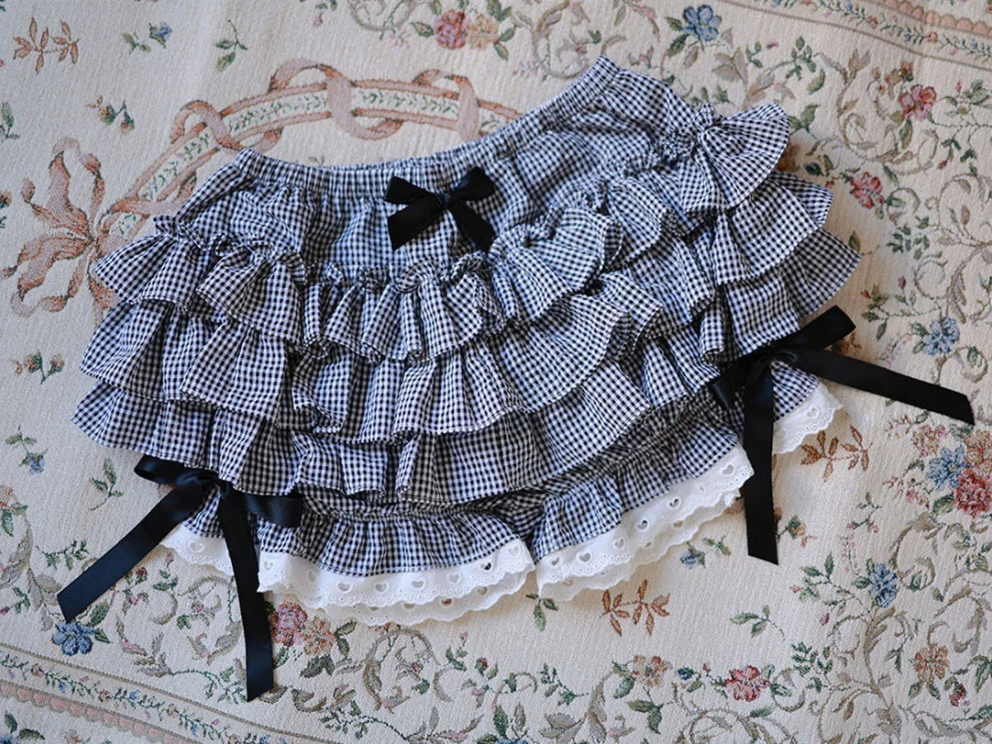 Women Girls Bowknot Frilly Lace Ruffle Pumpkin Bloomers Victorian Bloomer Shorts Lolita Vintage Gothic Pantaloons Costum - Clothesfassion.store