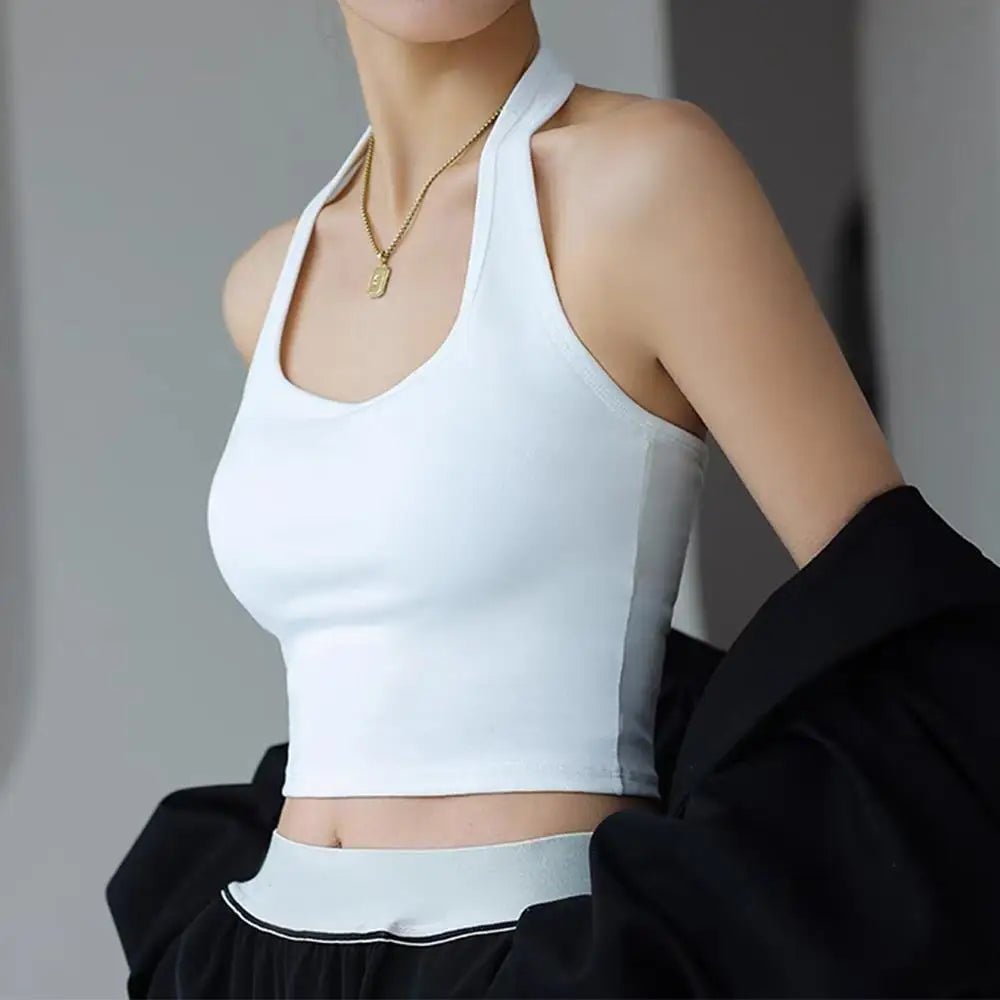Women Halter Neck Tube Camis Sexy Backless Black White Tank Tops Streetwear Vest Female Crop Top Summer Basic T-shirts Ladies - Clothesfassion.store