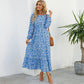 Women Maxi Dresses Sping Autumn Bohemian Casual Full Sleeve High Waist Beach Woman Chiffon Dresses Floral Vestidoes Long Dress - Clothesfassion.store