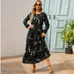 Women Maxi Dresses Sping Autumn Bohemian Casual Full Sleeve High Waist Beach Woman Chiffon Dresses Floral Vestidoes Long Dress - Clothesfassion.store