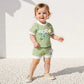 Women s Casual Summer Outfits Short Sleeve Round Neck Floral Embroidered Striped Blouse and Drawstring Shorts Matching Set - Clothesfassion.store