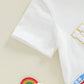 Women s Independence Day Clothing Short Sleeve Round Neck Bow Letter Embroidery Blouse A - line Tulle Skirt Ensemble - Clothesfassion.store