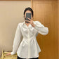 Women Spring Clothing 2025 New Waist Cardigan French Chic Top V - neck - Clothesfassion.store