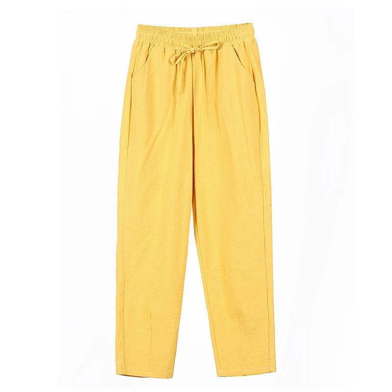 Women Spring Summer Pants Cotton Solid Elastic Waist Candy Colors Fashion Harem Trousers Casual Female Pants - Clothesfassion.store
