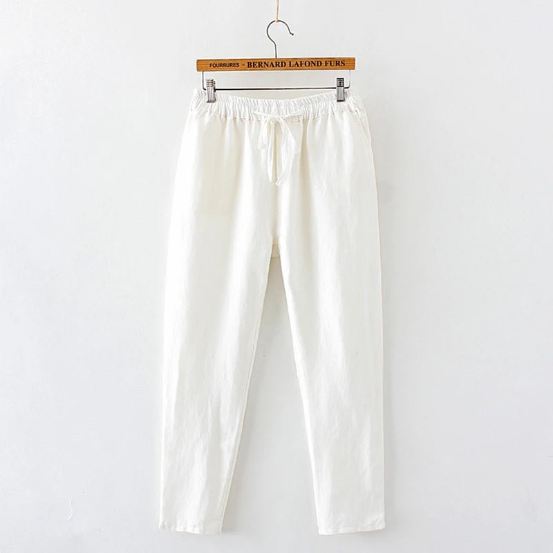 Women Spring Summer Pants Cotton Solid Elastic Waist Candy Colors Fashion Harem Trousers Casual Female Pants - Clothesfassion.store