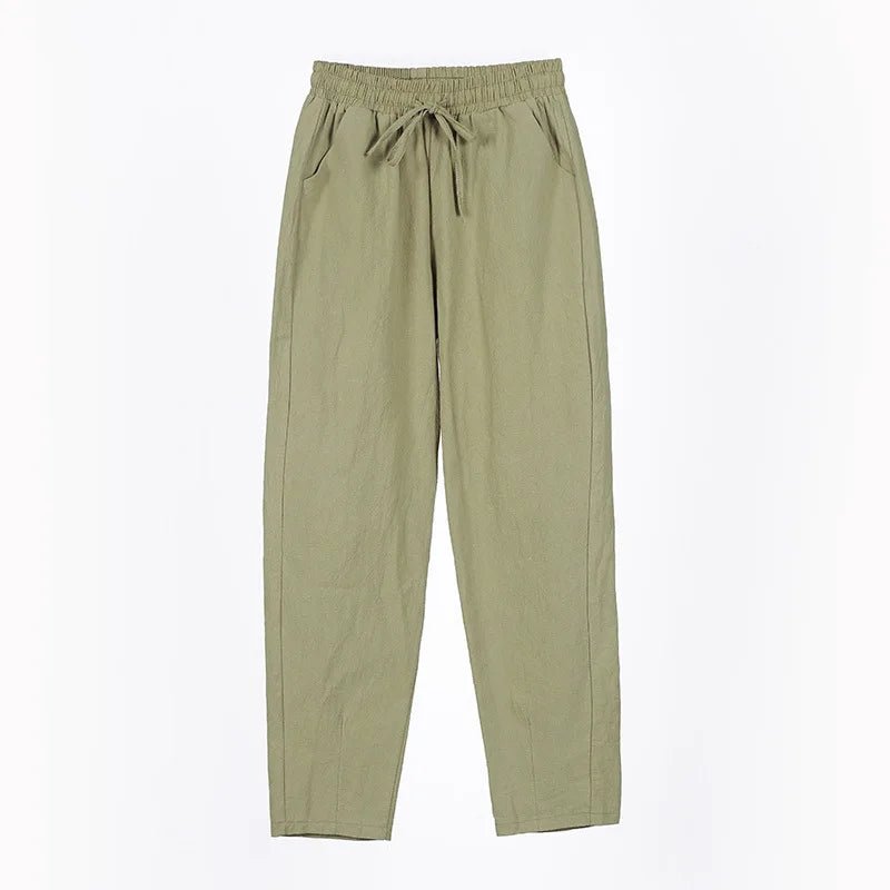 Women Spring Summer Pants Cotton Solid Elastic Waist Candy Colors Fashion Harem Trousers Casual Female Pants - Clothesfassion.store