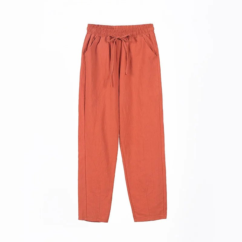 Women Spring Summer Pants Cotton Solid Elastic Waist Candy Colors Fashion Harem Trousers Casual Female Pants - Clothesfassion.store