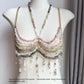 Women Tops Beaded Camisole Vest Bikini Bra Top Body Exaggerated Pearl Neck Bustier Beachwear Lingerie Woman's Club Rave - Clothesfassion.store
