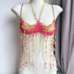 Women Tops Beaded Camisole Vest Bikini Bra Top Body Exaggerated Pearl Neck Bustier Beachwear Lingerie Woman's Club Rave - Clothesfassion.store