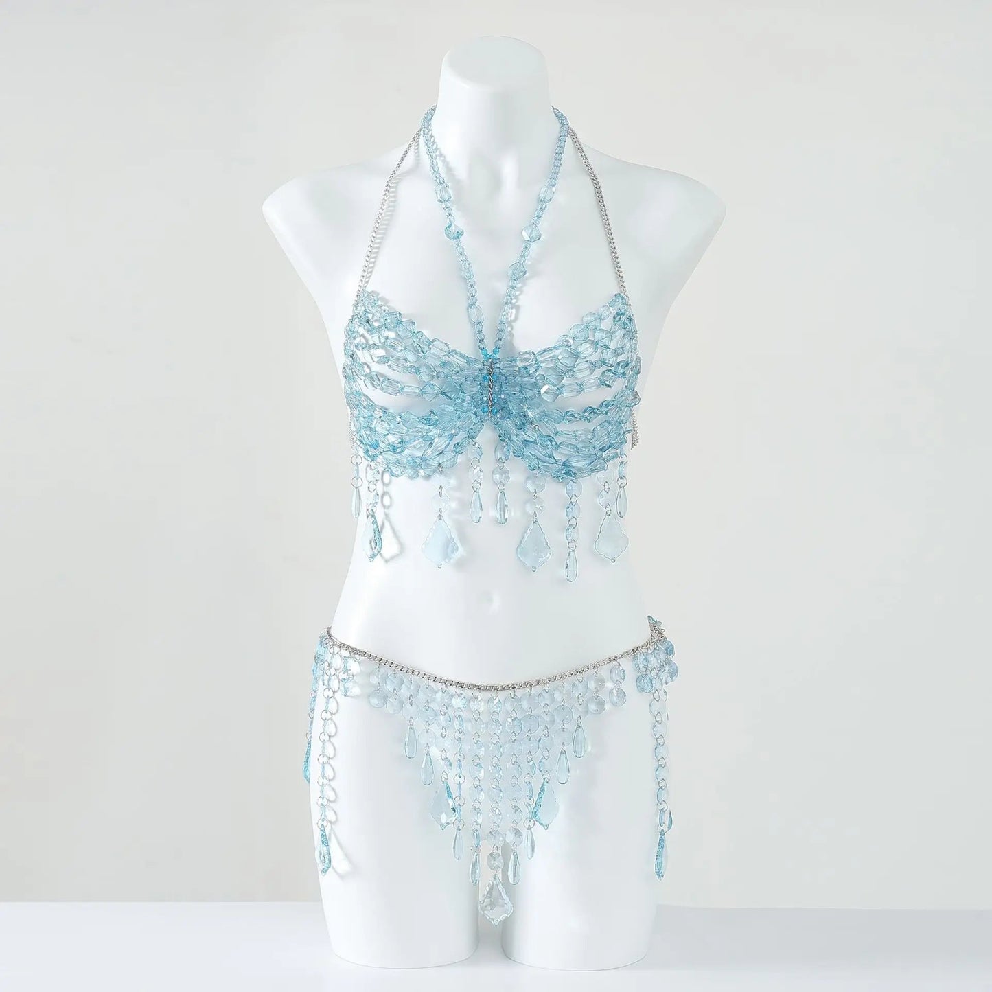 Women Tops Beaded Camisole Vest Bikini Bra Top Body Exaggerated Pearl Neck Bustier Beachwear Lingerie Woman's Club Rave - Clothesfassion.store