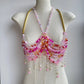 Women Tops Beaded Camisole Vest Bikini Bra Top Body Exaggerated Pearl Neck Bustier Beachwear Lingerie Woman's Club Rave - Clothesfassion.store