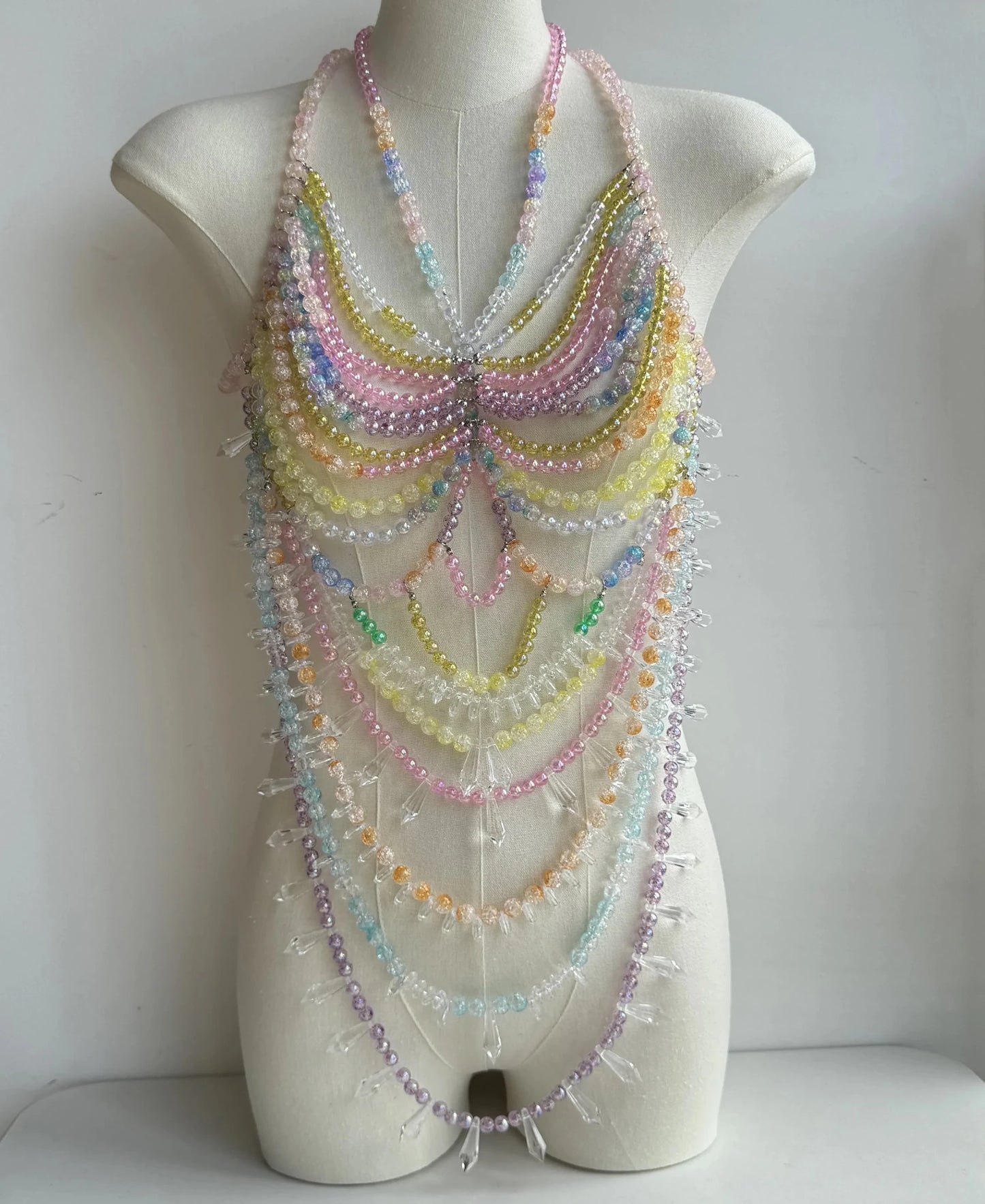 Women Tops Beaded Camisole Vest Bikini Bra Top Body Exaggerated Pearl Neck Bustier Beachwear Lingerie Woman's Club Rave - Clothesfassion.store