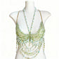 Women Tops Beaded Camisole Vest Bikini Bra Top Body Exaggerated Pearl Neck Bustier Beachwear Lingerie Woman's Club Rave - Clothesfassion.store