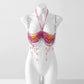 Women Tops Beaded Camisole Vest Bikini Bra Top Body Exaggerated Pearl Neck Bustier Beachwear Lingerie Woman's Club Rave - Clothesfassion.store
