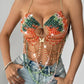 Women Tops Beaded Camisole Vest Bikini Bra Top Body Exaggerated Pearl Neck Bustier Beachwear Lingerie Woman's Club Rave - Clothesfassion.store