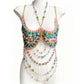 Women Tops Beaded Camisole Vest Bikini Bra Top Body Exaggerated Pearl Neck Bustier Beachwear Lingerie Woman's Club Rave - Clothesfassion.store