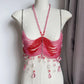 Women Tops Beaded Camisole Vest Bikini Bra Top Body Exaggerated Pearl Neck Bustier Beachwear Lingerie Woman's Club Rave - Clothesfassion.store