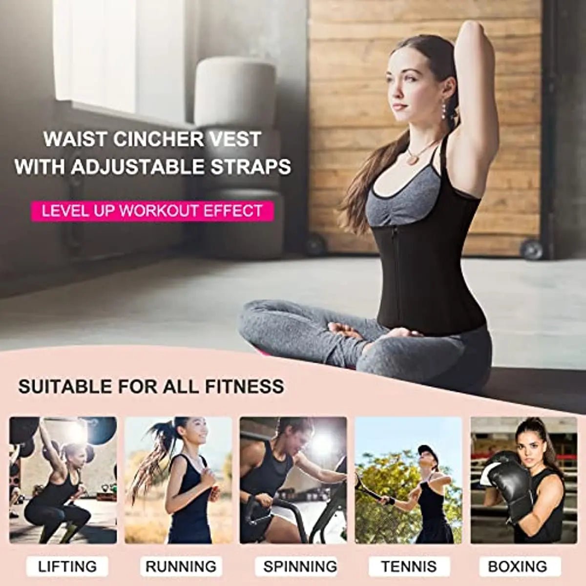 Women Waist Trainer Corset Zipper Vest Body Shaper Cincher Shapewear Slimming Belt Sports Girdle Neoprene Sauna Tank Top - Clothesfassion.store