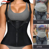 Women Waist Trainer Corset Zipper Vest Body Shaper Cincher Shapewear Slimming Belt Sports Girdle Neoprene Sauna Tank Top - Clothesfassion.store