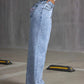 Women's Back Pocket Bow Embroidered Fashionable Wide Leg Pants Versatile Washed Denim Trousers - Clothesfassion.store