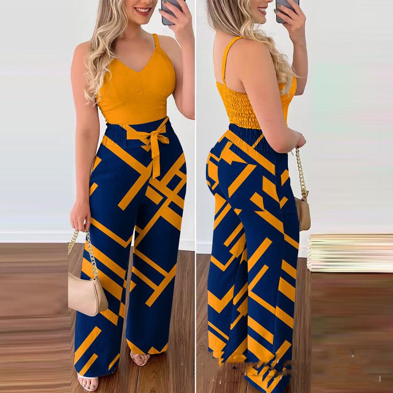 Women's Camisole Straight - leg Pants Casual Suit - Clothesfassion.store