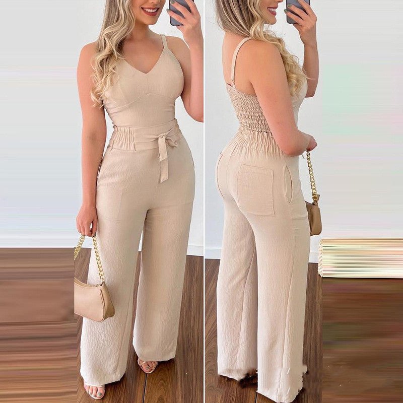 Women's Camisole Straight - leg Pants Casual Suit - Clothesfassion.store