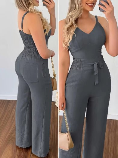 Women's Camisole Straight - leg Pants Casual Suit - Clothesfassion.store
