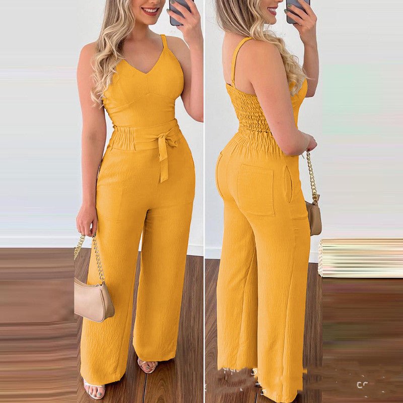 Women's Camisole Straight - leg Pants Casual Suit - Clothesfassion.store