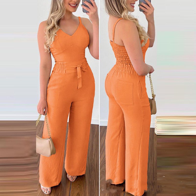Women's Camisole Straight - leg Pants Casual Suit - Clothesfassion.store