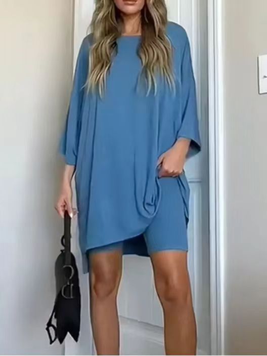 Women's Clothing Fashion Solid Color Loose T-shirt Tight Shorts Women - Clothesfassion.store