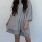 Women's Clothing Fashion Solid Color Loose T-shirt Tight Shorts Women - Clothesfassion.store