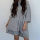 Women's Clothing Fashion Solid Color Loose T-shirt Tight Shorts Women - Clothesfassion.store
