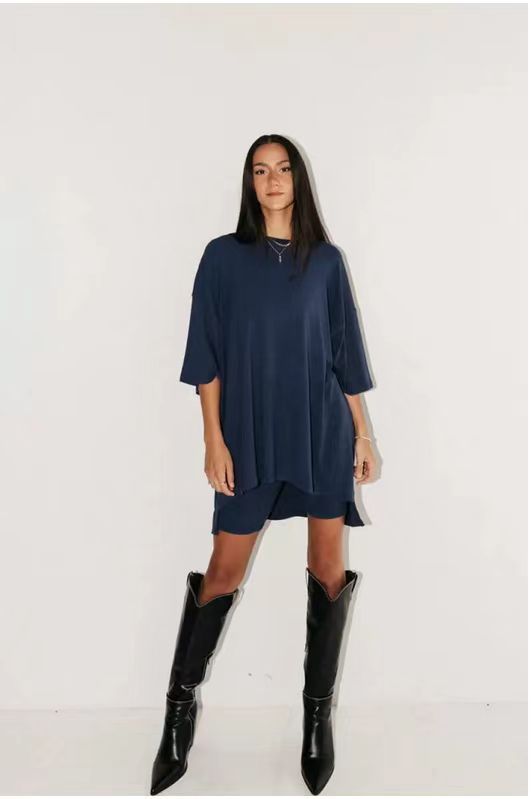 Women's Clothing Fashion Solid Color Loose T-shirt Tight Shorts Women - Clothesfassion.store