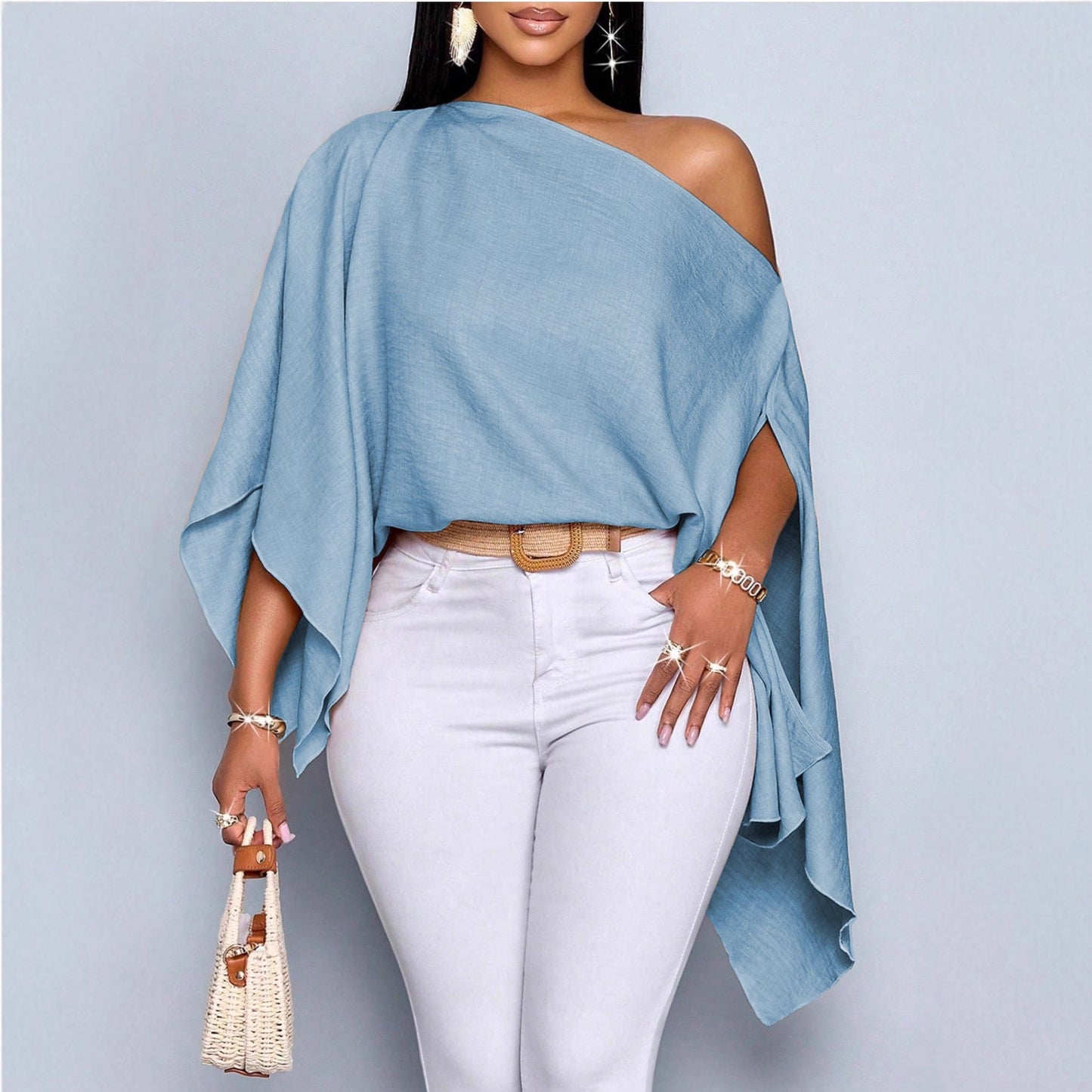 Womens European And American-style Loose-fitting Batwing-sleeve - Clothesfassion.store