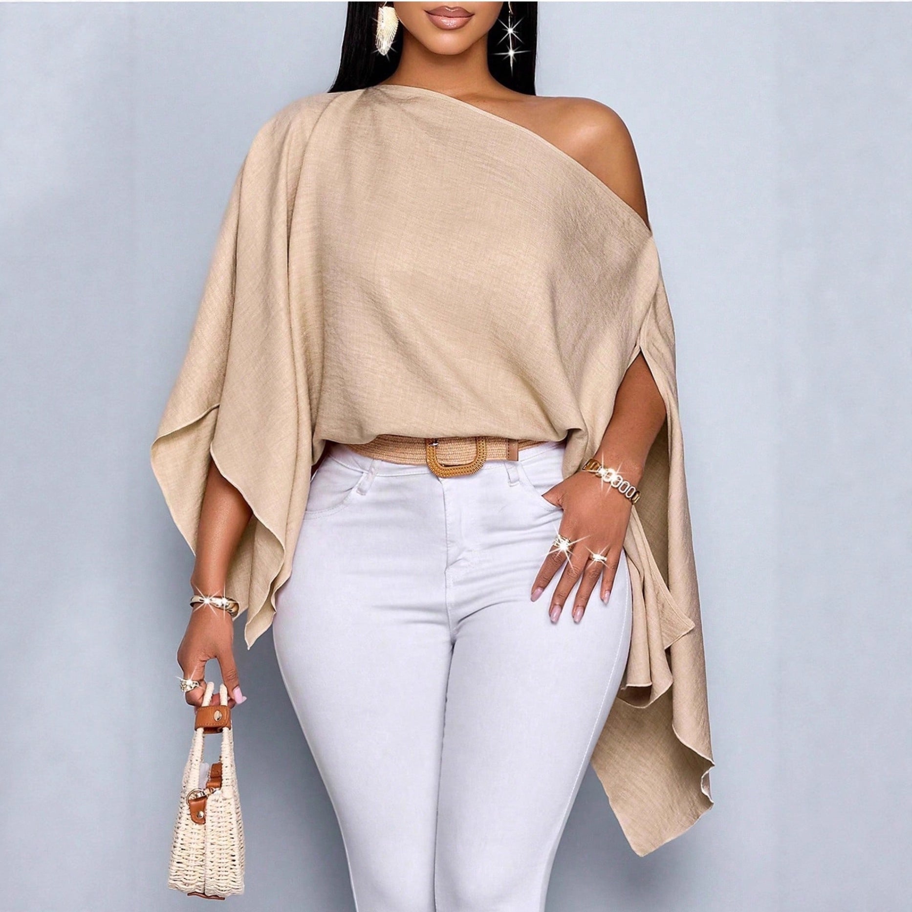 Womens European And American-style Loose-fitting Batwing-sleeve - Clothesfassion.store