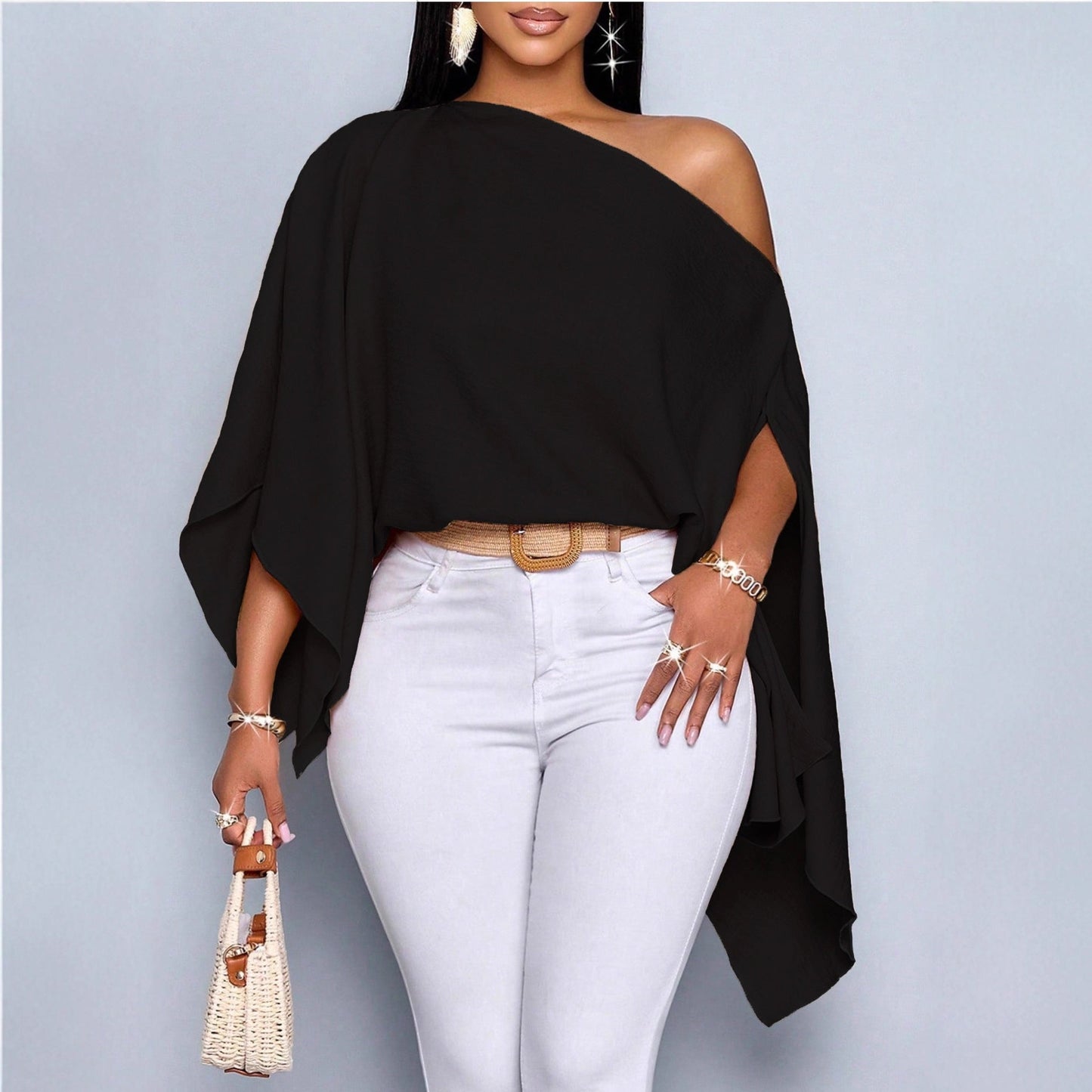 Womens European And American-style Loose-fitting Batwing-sleeve - Clothesfassion.store